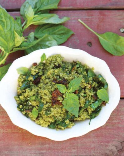 Quinoa with Sun-Dried Tomatoes and Pesto Sauce Recipe